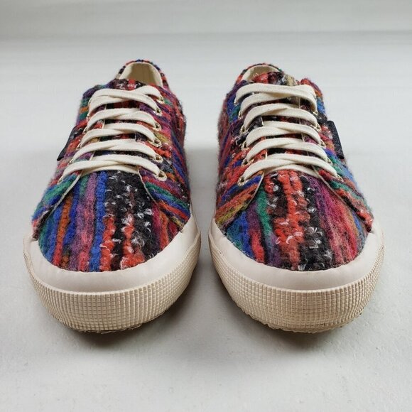 Superga 2750 Rainbow Sneakers New 8.5 Women Embroidered  Superga 2750 Colorful Yarns Shoe Womens 8 Lace Up Casual Chunky Rainbow Sneaker